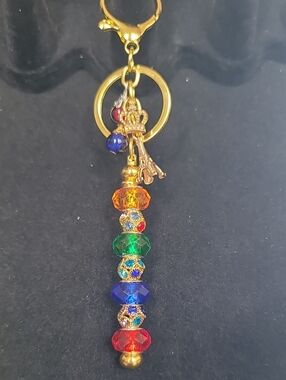 Gold Eiffel Tower + Crown Drop Bead Purse or Key Charm.